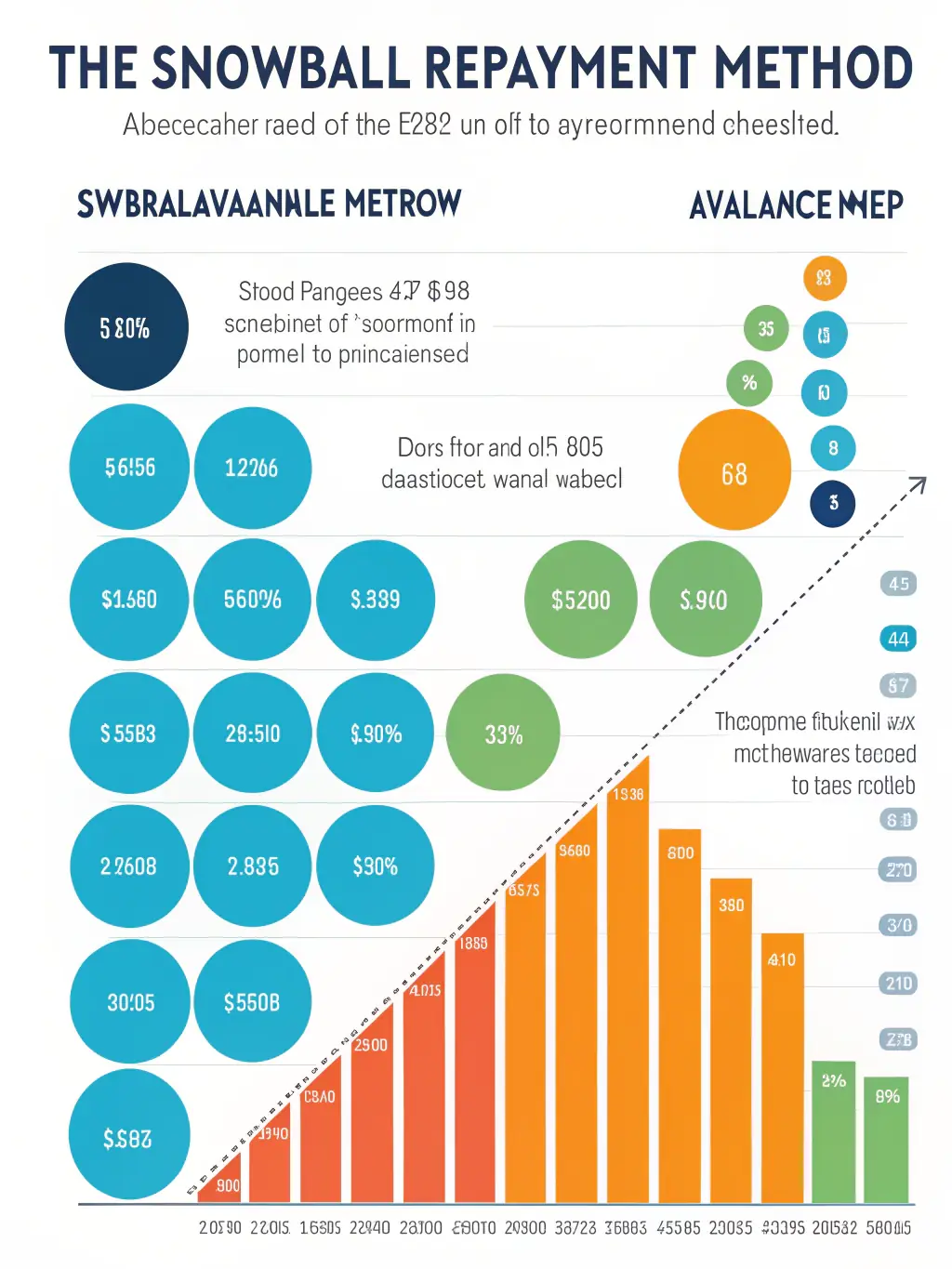 An infographic illustrating different methods of debt repayment, such as the snowball method and the avalanche method.